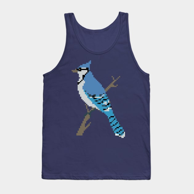 Pixel Blue Jay Tank Top by saradaboru